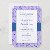 Monogram Royal Blue Lilac Swirl Wedding Einladung (Vorderseite)