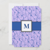 Monogram Royal Blue Lilac Swirl Wedding Einladung (Rückseite)