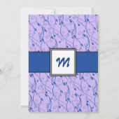Monogram Royal Blue Lilac Swirl Wedding Invite Einladung (Rückseite)