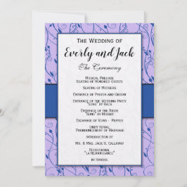 Monogram Royal Blue Lilac Swirl Wedding Program Einladung