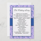 Monogram Royal Blue Lilac Swirl Wedding Program Einladung (Rückseite)