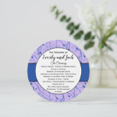Monogram Royal Blue Lilac Swirl Wedding Program Einladung (Stehend Vorderseite)