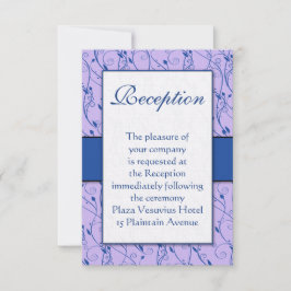 Monogram Royal Blue Lilac Swirl Wedding Reception Einladung