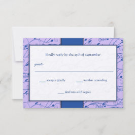 Monogram Royal Blue Lilac Swirl Wedding RSVP Einladung