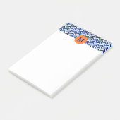 Monogram Royal Blue mit Orange Zickzack Pattern Post-it Klebezettel (angewinkelt)