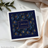 Monogram Royal Blue Napkins Gold Blume Modern Serviette