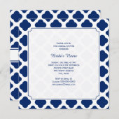 Monogram Royal Blue Quatrefoil Brautparty Einladung (Vorne/Hinten)