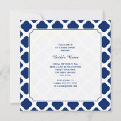 Monogram Royal Blue Quatrefoil Brautparty Einladung (Vorderseite)