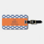 Monogram Royal Blue Seigaiha Pattern mit Orange Gepäckanhänger (Vorderseite horizontal)