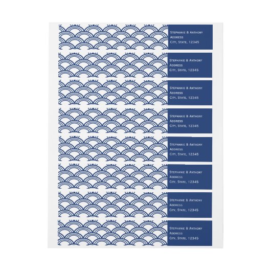 Monogram Royal Blue Seigaiha Pattern Wedding (Bogen)