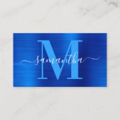 Monogram Royal Blue Shimmer Visitenkarte (Vorderseite)