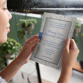 Monogram Royal Blue Silver Swirl Wedding Einladung