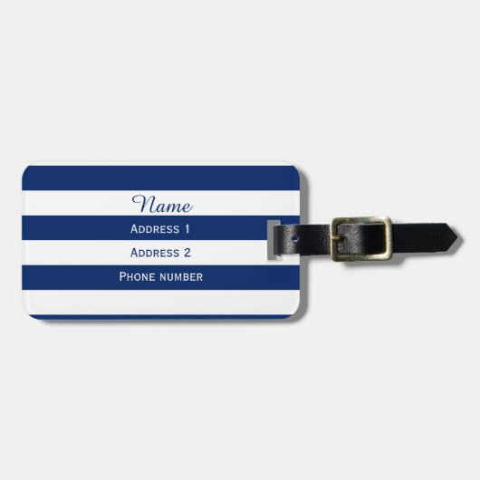 Monogram Royal Blue Striping Gepäckanhänger (Vorderseite horizontal)