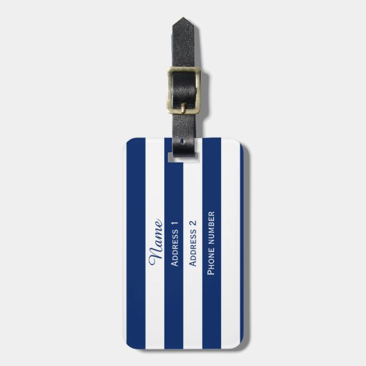 Monogram Royal Blue Striping Gepäckanhänger (Vorderseite vertikal)