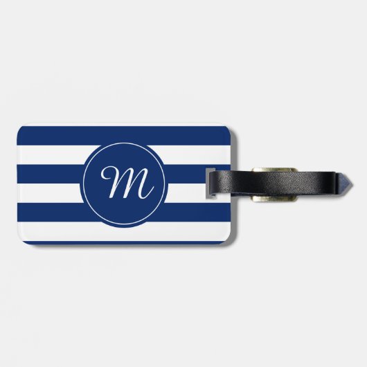 Monogram Royal Blue Striping Gepäckanhänger (Rückseite horizontal)
