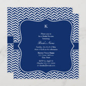 Monogram Royal Blue Zickzack Pattern Bridal Einladung (Vorne/Hinten)
