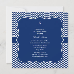 Monogram Royal Blue Zickzack Pattern Bridal Einladung