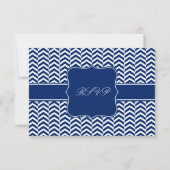 Monogram Royal Blue Zickzack Pattern Wedding RSVP Karte (Rückseite)