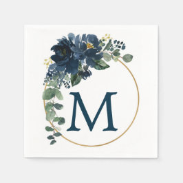 Monogram Royal Navy Wedding Cocktail Napkin Serviette