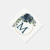Monogram Royal Navy Wedding Cocktail Napkin Serviette (Ecke)