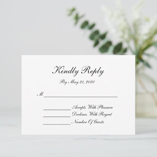 Monogram RSVP Card - Elegantes Skript Karte (Stehend Vorderseite)