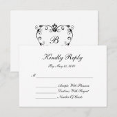 Monogram RSVP Card - Elegantes Skript Karte (Vorne/Hinten)