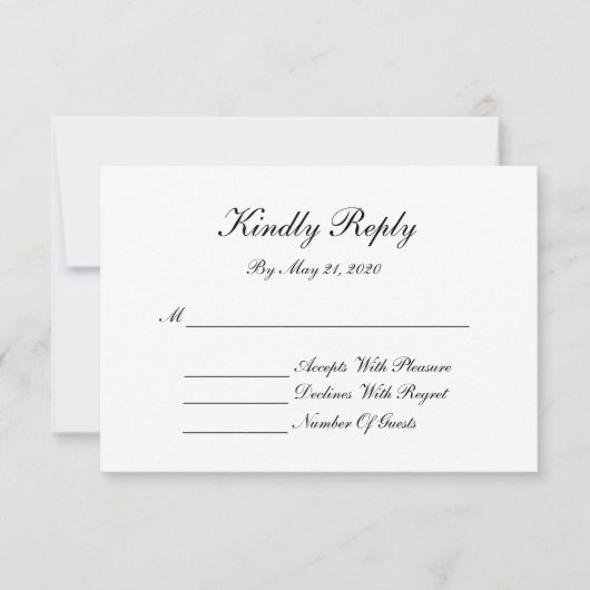 Monogram RSVP Card - Schwarz & Weiß Karte (Vorderseite)