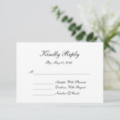 Monogram RSVP Card - Schwarz & Weiß Karte (Stehend Vorderseite)