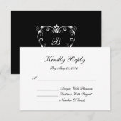 Monogram RSVP Card - Schwarz & Weiß Karte (Vorne/Hinten)