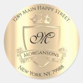 Monogram Rücksendeadresse Crown Royal Champagne Go Runder Aufkleber (Vorderseite)