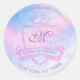 Monogram Rücksendeadresse Crown Royal Holograph Lu Runder Aufkleber