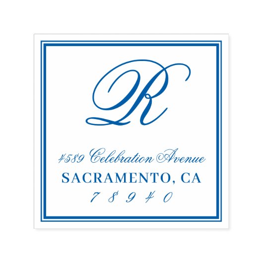 Monogram-Rücksendeadresse für klassisches Skript Permastempel (Design)