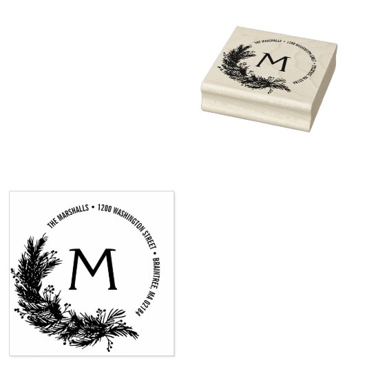 Monogram Rücksendeadresse Gummistempel (Stempel)