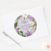Monogram Rücksendeadresse Lavendel Peony Rose Runder Aufkleber (Umschlag)