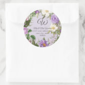 Monogram Rücksendeadresse Lavendel Peony Rose Runder Aufkleber (Tasche)