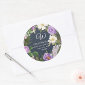 Monogram Rücksendeadresse Lavender Peony Floral Runder Aufkleber (Umschlag)