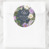 Monogram Rücksendeadresse Lavender Peony Floral Runder Aufkleber (Tasche)