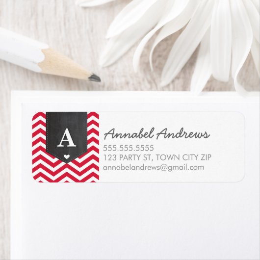 MONOGRAM RÜCKSENDEADRESSE modern Zickzack hell rot (Insitu)