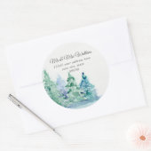 Monogram Rücksendeadresse Mountain Lake n Pine Tre Runder Aufkleber (Umschlag)