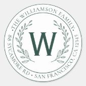 Monogram Rücksendeadresse Runder Aufkleber (Vorderseite)