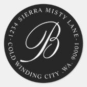 Monogram Rücksendeadresse Wedding Umschlag Aufkleb Runder Aufkleber (Vorderseite)