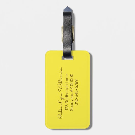 Monogram Rudbeckia Black Mit Augen Susan Blume Cus Gepäckanhänger (Rückseite vertikal)