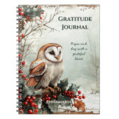 Monogram Rustic Barn Owl Dankbarkeits-Tagebuch | Notizblock (Vorderseite)