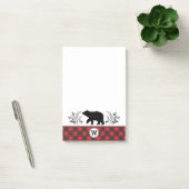 Monogram Rustic Bear Buffalo Kariert Post-it Klebezettel (Büro)
