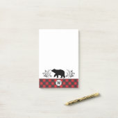 Monogram Rustic Bear Buffalo Kariert Post-it Klebezettel (Auf Schreibtisch)