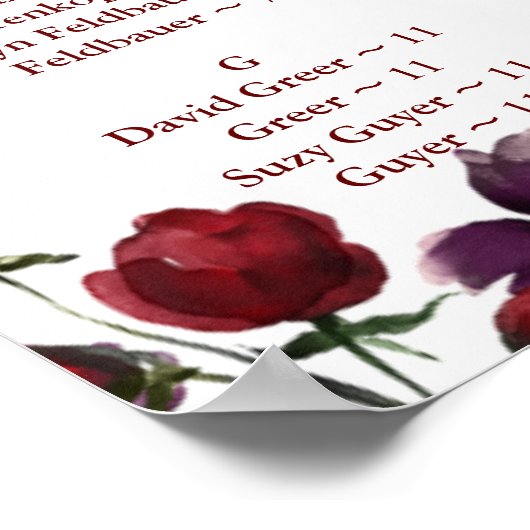 Monogram Rustic Bloom Blush Burgundy Dusty Lila Poster (Ecke)