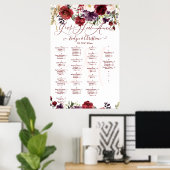 Monogram Rustic Bloom Blush Burgundy Dusty Lila Poster (Heimbüro)