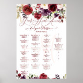 Monogram Rustic Bloom Blush Burgundy Dusty Lila Poster (Vorne)