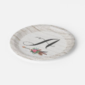 Monogram Rustic Bohemisch Feathers Arrow Wedding Pappteller (Schrägansicht)