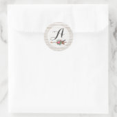 Monogram Rustic Bohemisch Feathers Arrow Wedding Runder Aufkleber (Tasche)
